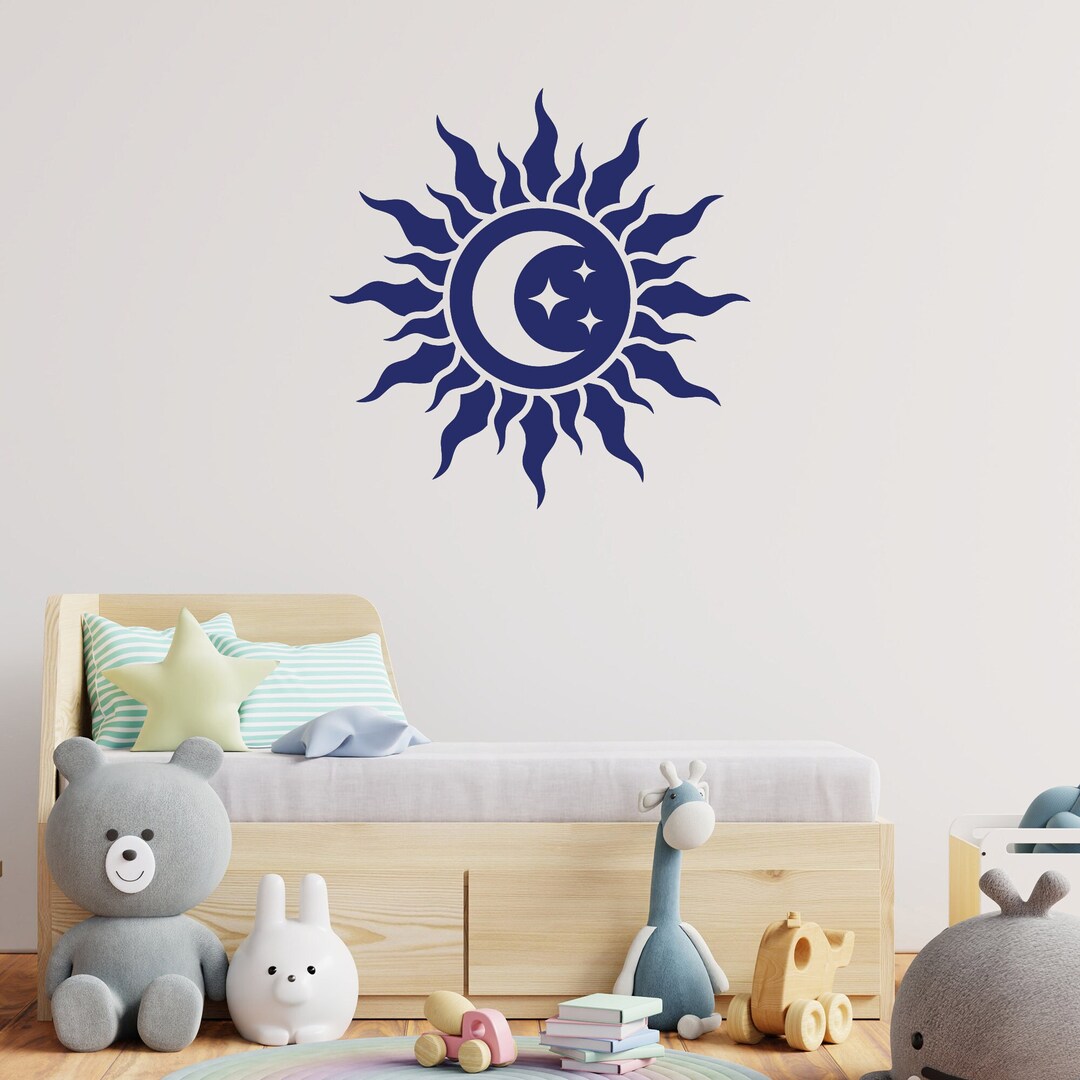Sun and Moon Wall Vinyl Decal Stars Children's Room Decor Nursery ...