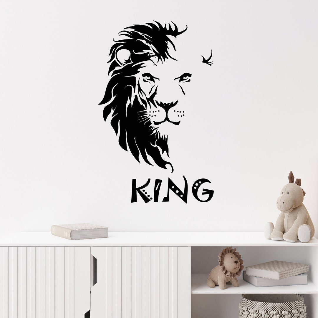 Lion Vinyl Wall Decal Abstract African Head King Tribal Stickers Mural ...