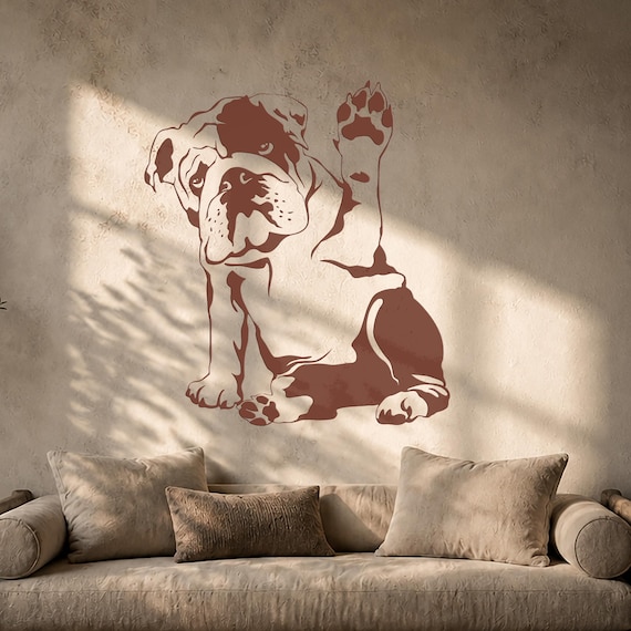 English Bulldog Wall Decal, Dog Art Sticker, Puppy Wall Decor, Bulldog Lover Gift, Pet Dog Room Decor (#3185di)