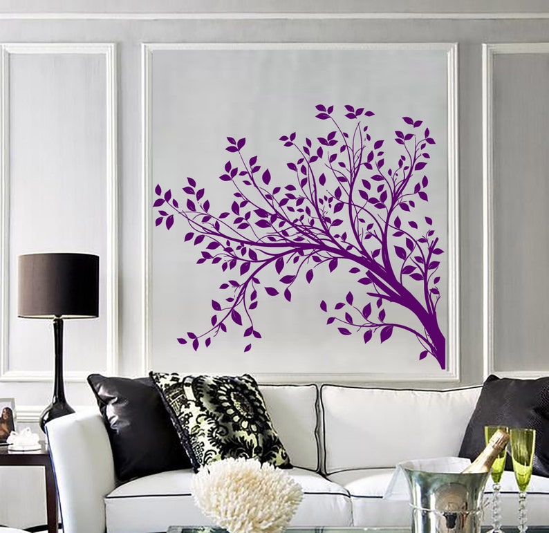 Wall Vinyl Decal Tree Branches With Leaves Nature Landscape Etsy