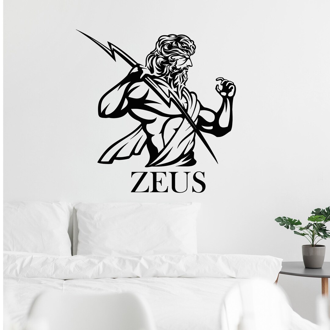 Zeus Vinyl Wall Decal God Lightning Bolts Ancient Greek Mythology