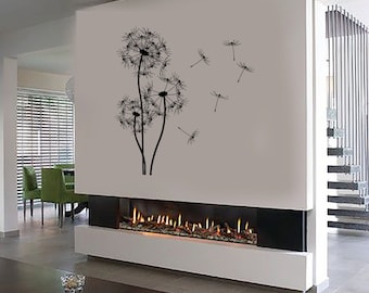 Sticker mural en vinyle pissenlits bouquet de fleurs soufflant des graines Vesse-de-boule ornement de fleurs décoration d&#39;intérieur moderne (#1126di)