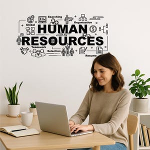 Human Resources Vinyl Wall Decal HR Office Space Decoration Room Business Words Art Decor Stickers Mural (#5594dg)