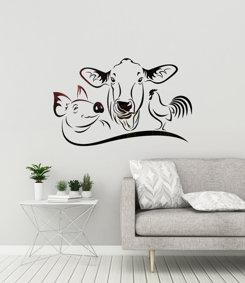 Farm Animals Vinyl Wall Decal Cow Pig Rooster House Decor Etsy