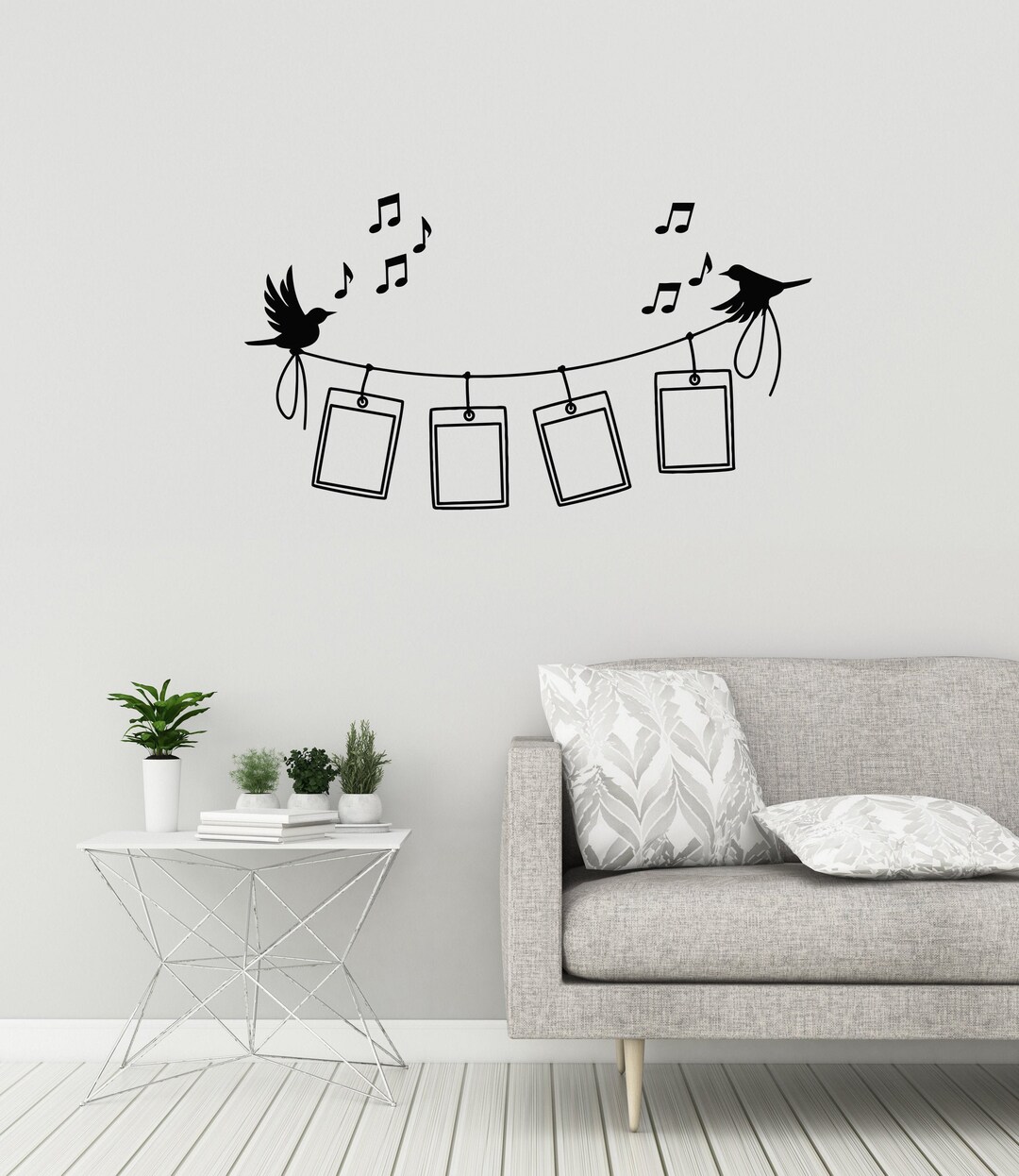 Vinyl Wall Decal Singing Birds Photo Frames Home Decor Stickers Mural ...