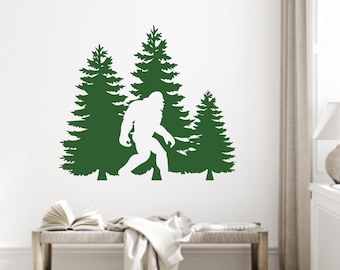 Big Foot Vinyl-Wandaufkleber: Sasquatch im Wald Szene 8645dg