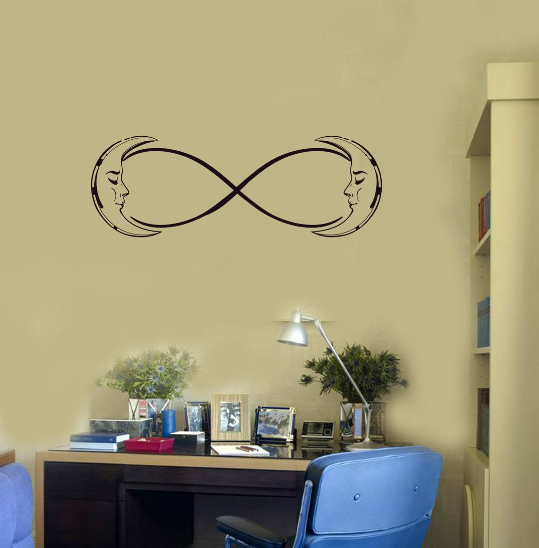 Infinity Crescent Vinyl Wall Decal Moon Bedroom Home Room Decor