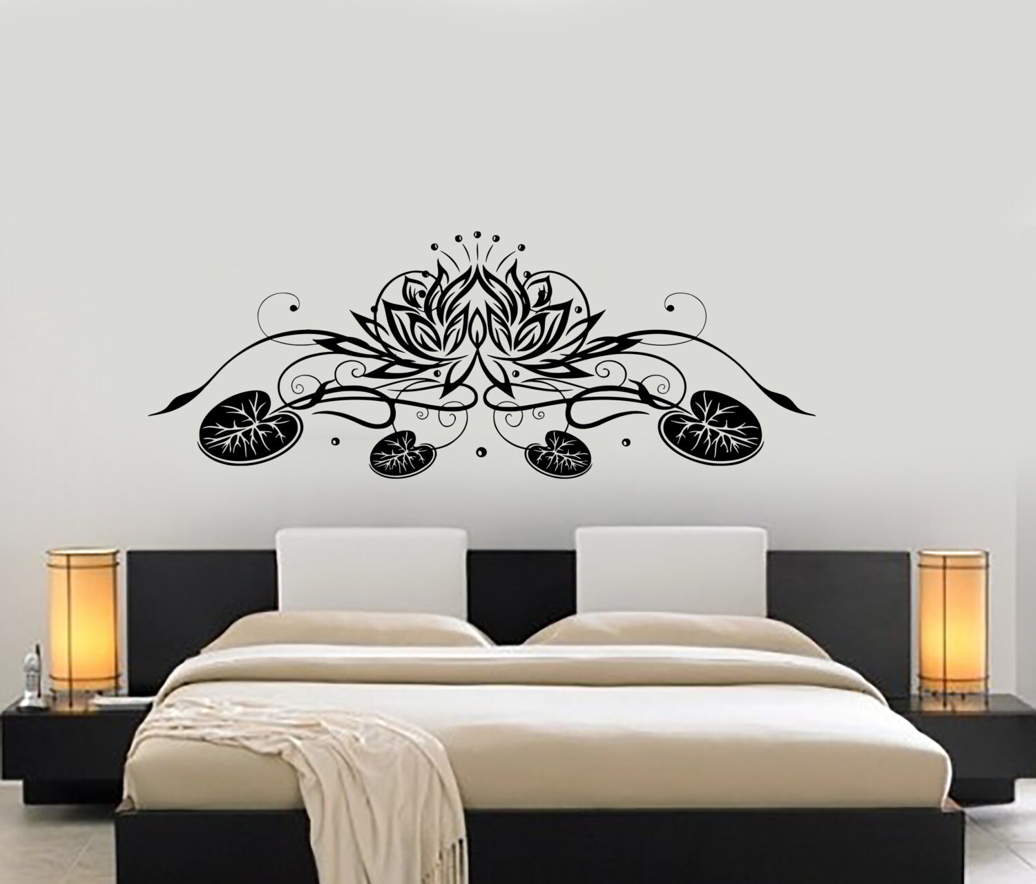 Wall Vinyl Decal Yoga Lotus Flower Ornament Yoga Studio Decor Yoga Room ...