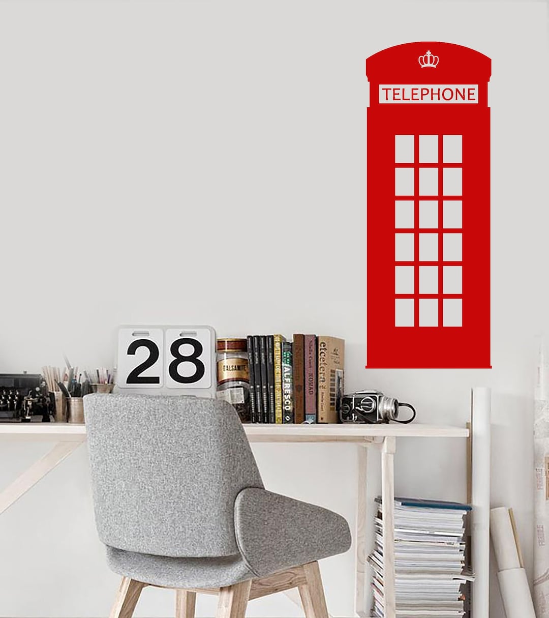 Red Telephone Box Vinyl Wall Decal England London English Decor ...
