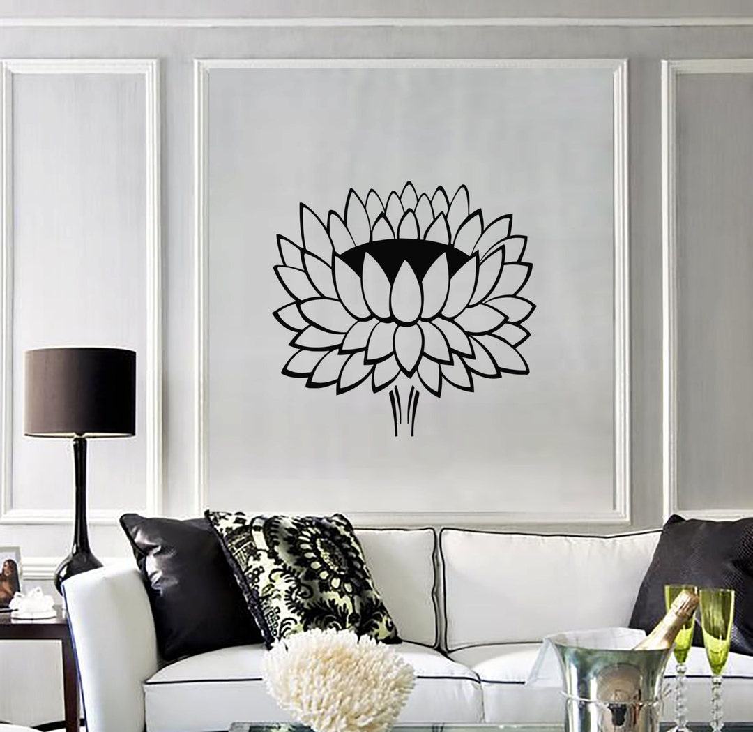Wall Vinyl Decal Flower Lotus Padma Symbol Ornament Yoga Studio Floral ...