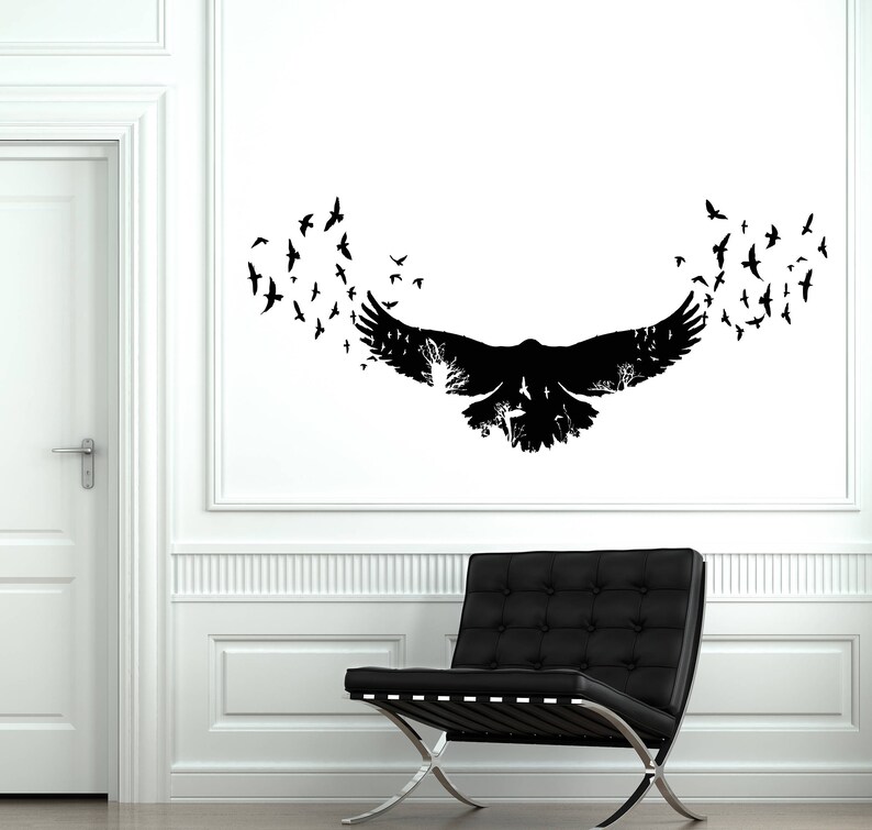 Gothic Raven Vinyl Wall Decal Birds Nature Room Home Interior Etsy