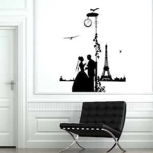 Wall Decal Paris France Vacation Flower Heart Romantic Vinyl Decal Sticker 1814dz