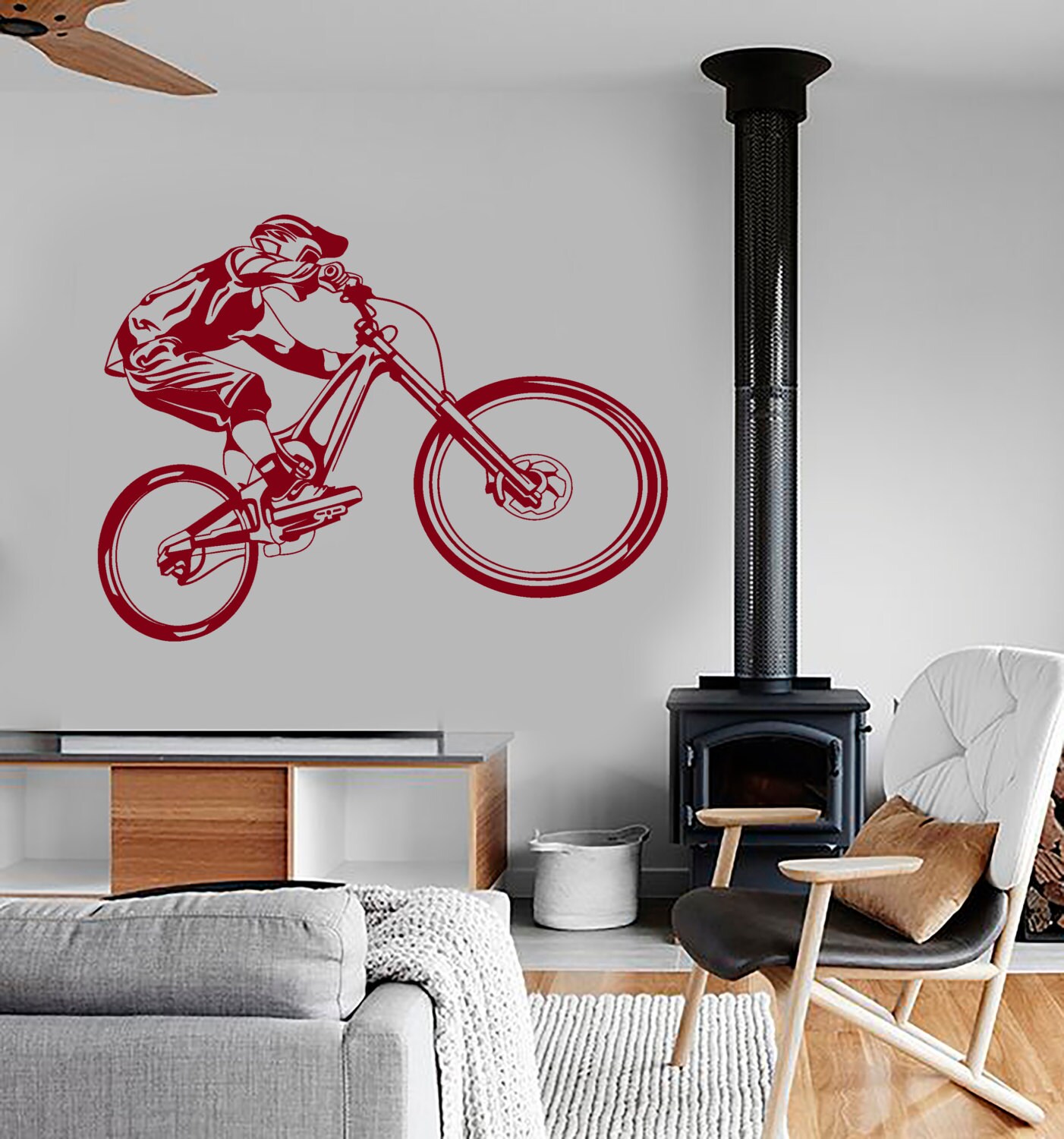 Wall Vinyl Decal Mountain Bike Extreme Sports Biking BMX | Etsy