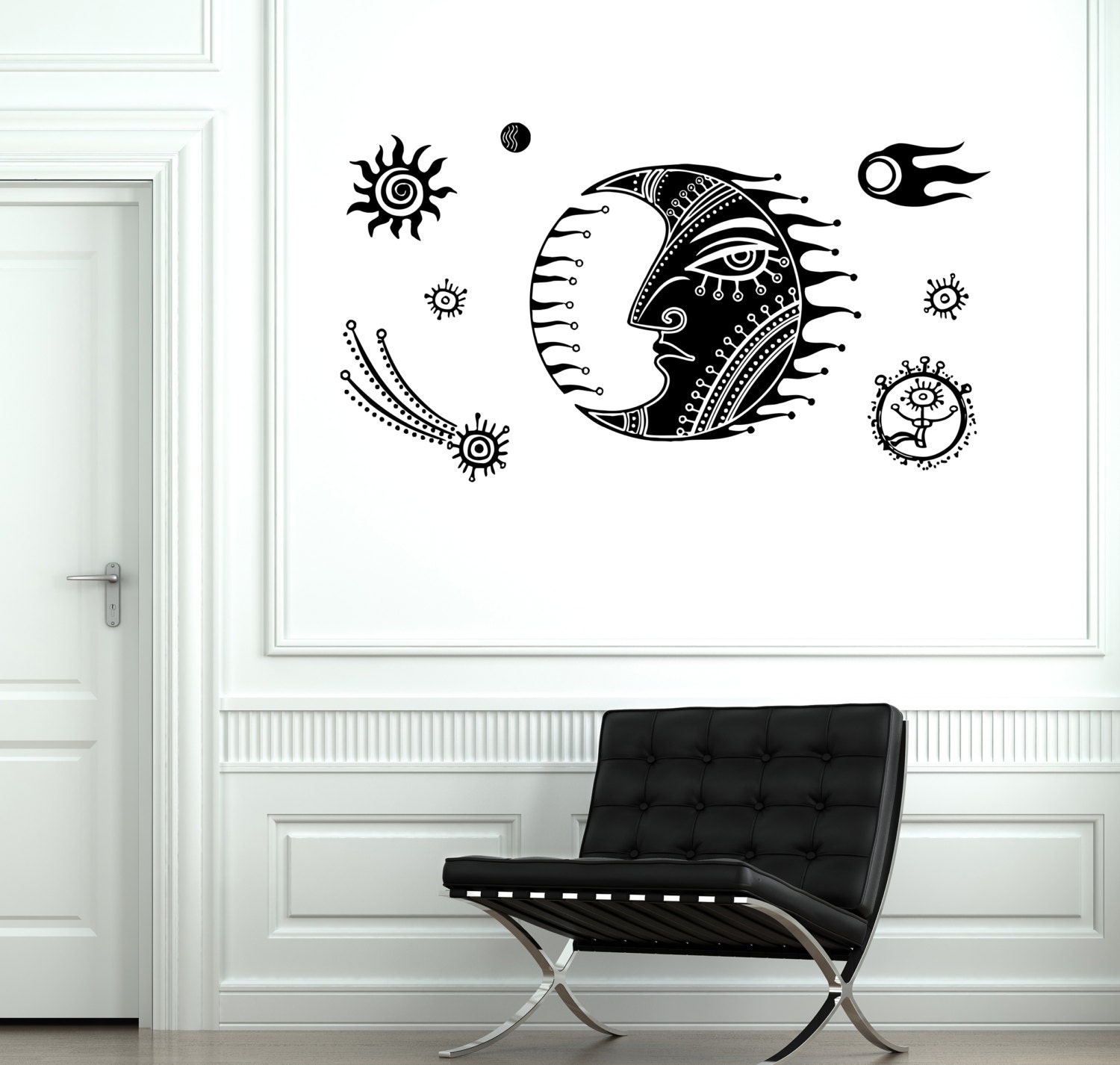 Wall Decal Moon Star Space Universe Comet Mural Vinyl Decal Sticker ...