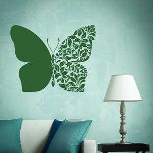Butterfly and Flower Wall Decal – Floral Vinyl Sticker for Nursery, Girls Bedroom, or Living Room Decor 1097di