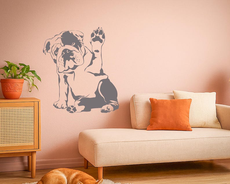 English Bulldog Wall Decal, Dog Art Sticker, Puppy Wall Decor, Bulldog Lover Gift, Pet Dog Room Decor (#3185di) image 8