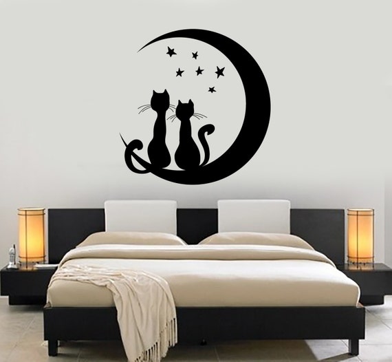 Vinilo adhesivo para pared, diseño de luna y estrellas, para cuarto  infantil, decoración tipo mural que puedes hacer tú mismo, Vinilo, L