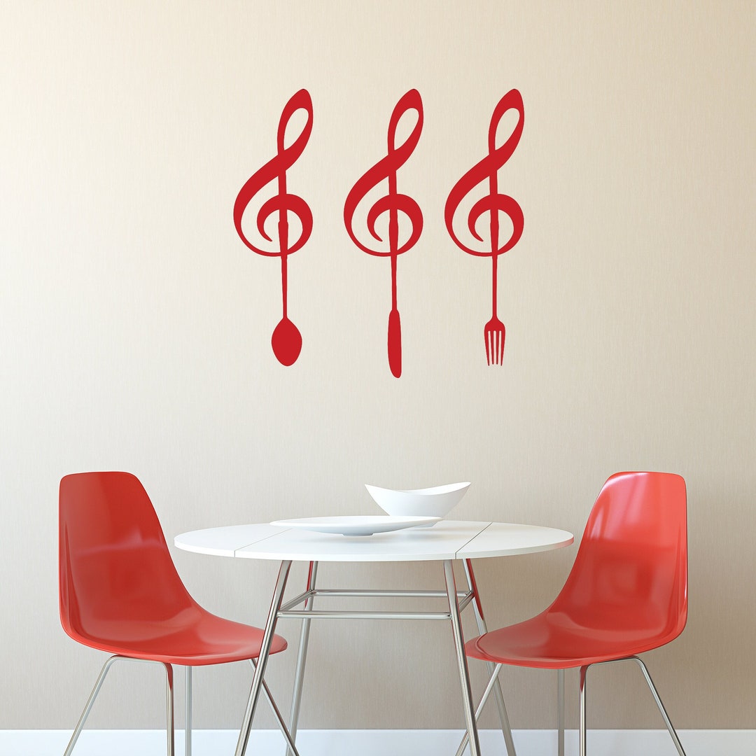 Cutlery Wall Vinyl Decal Creative Interior Decor Dining Room Kitchen ...