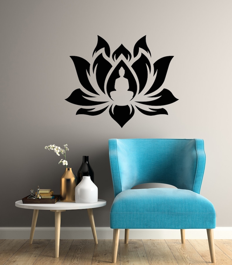 Lotus Flower Vinyl Wall Decal Buddha Yoga Studio Meditation Room ...