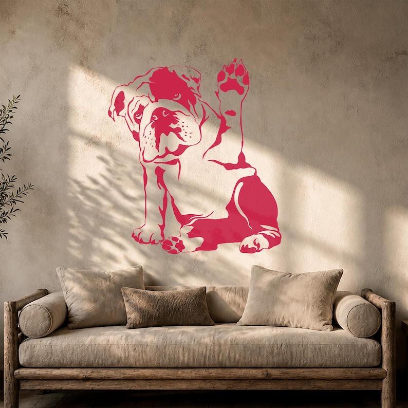 English Bulldog Wall Decal, Dog Art Sticker, Puppy Wall Decor, Bulldog Lover Gift, Pet Dog Room Decor (#3185di) image 5