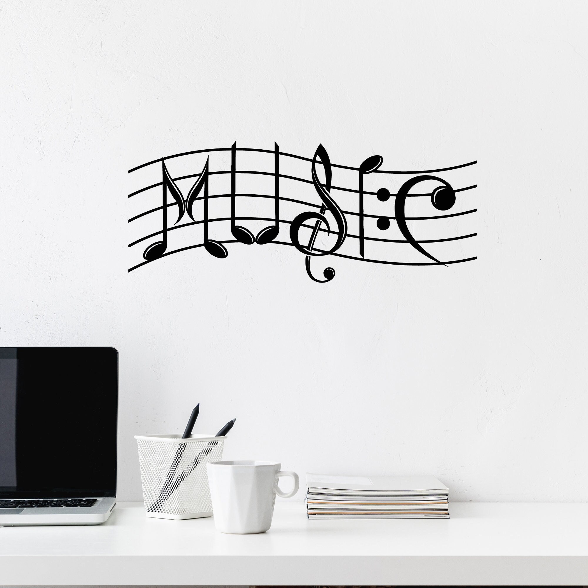 Music Vinyl Wall Decal Notation Clef Sign Musical Notes School Teacher ...
