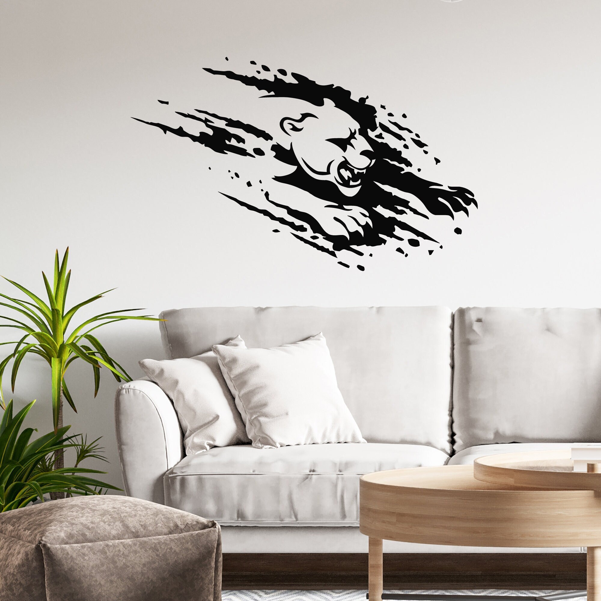 Panther Vinyl Wall Decal Head Wild Cat Predator Animal Tribal Stickers ...