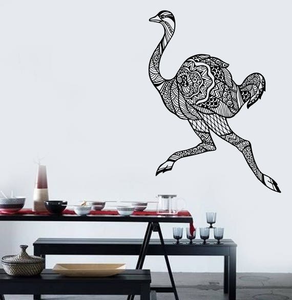 Home & Garden Ostrich Art Vinyl Sticker SELECT SIZE Decals, Stickers & Vinyl Art