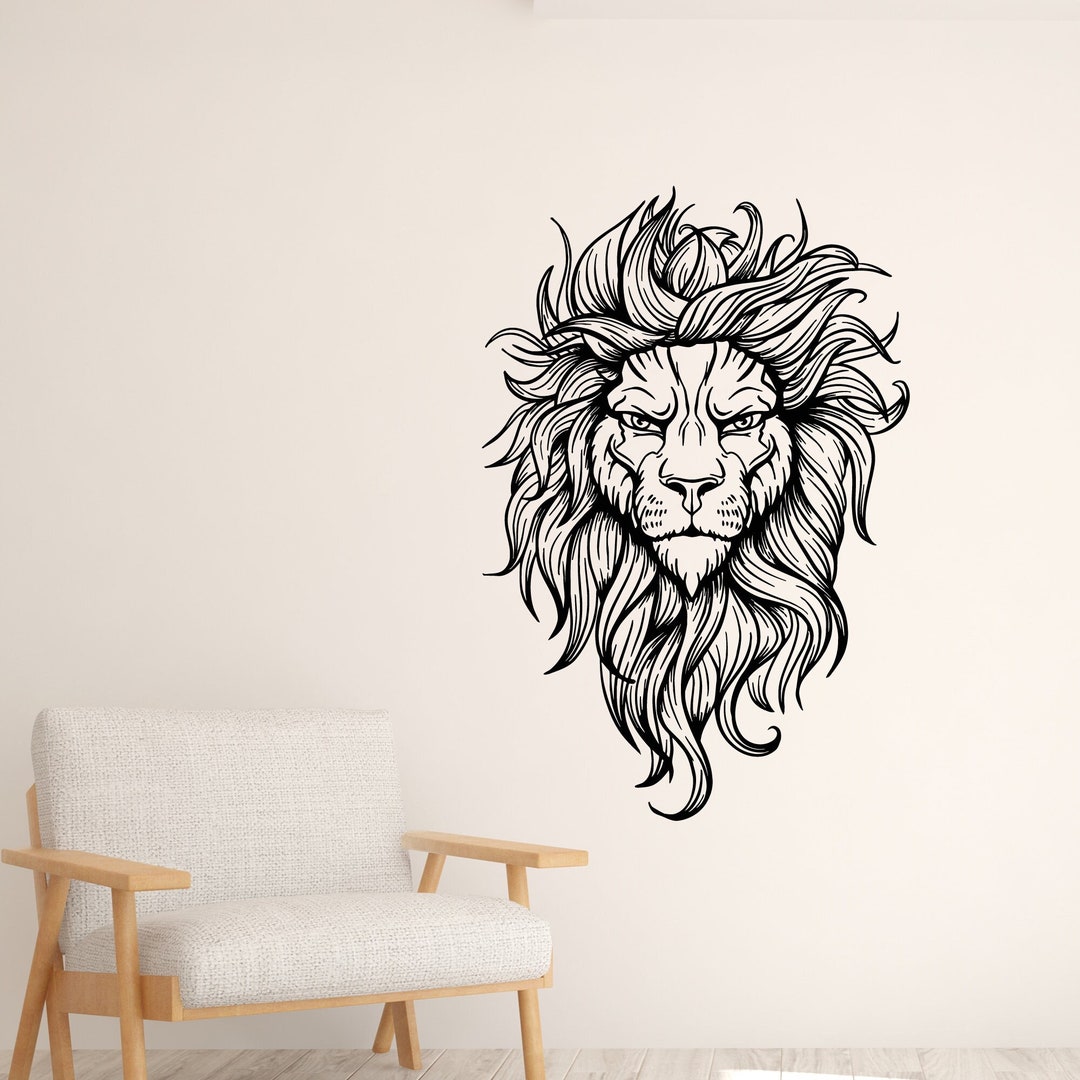 Lion Head Wall Decal Powerful Animal Wall Sticker Decor (#2663dg) - Etsy