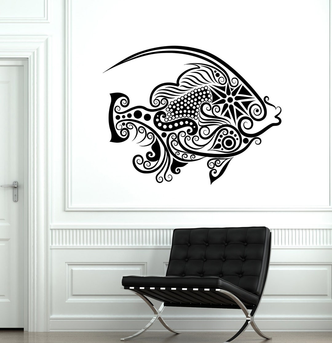 Wall Decal Fish Ocean Sea Ornament Tribal Mural Vinyl Decal Etsy