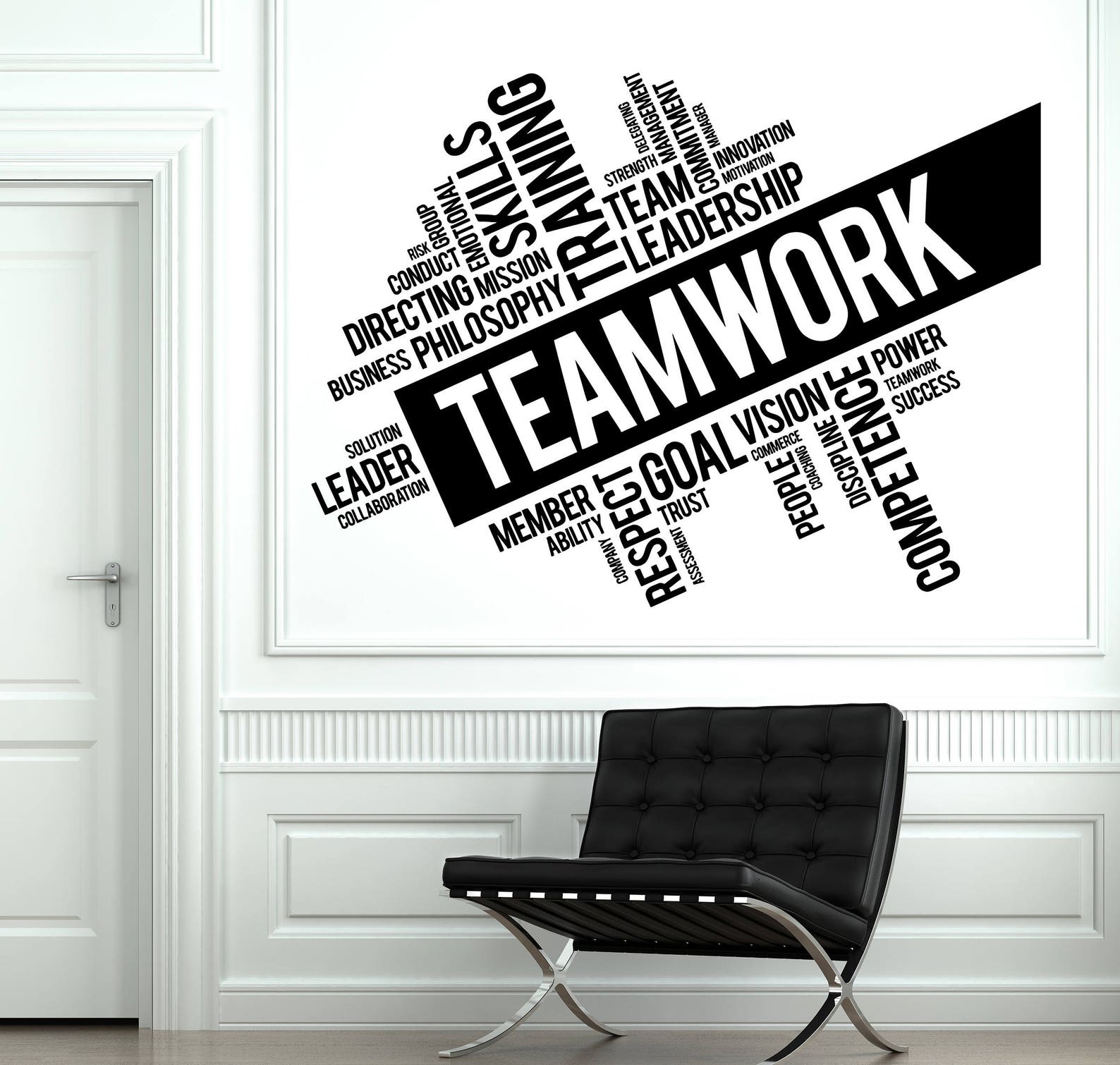 Vinyl Wall Decal Teamwork Words Cloud Office Space Team Inspirational ...