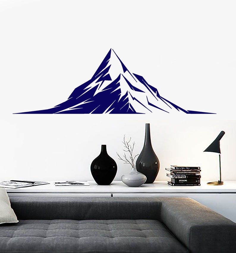 Wall Vinyl Decal Mountains View Nature Rocky Landscape Hand Etsy
