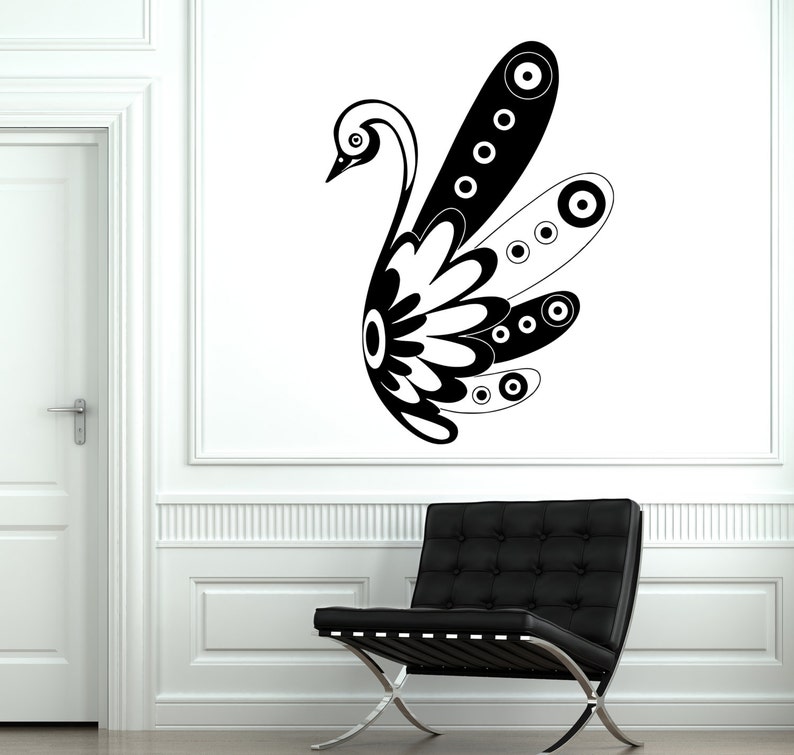Sticker Decal Swan oiseau noir et blanc ornement Tribal Mural vinyle autocollant 1881dz image 1