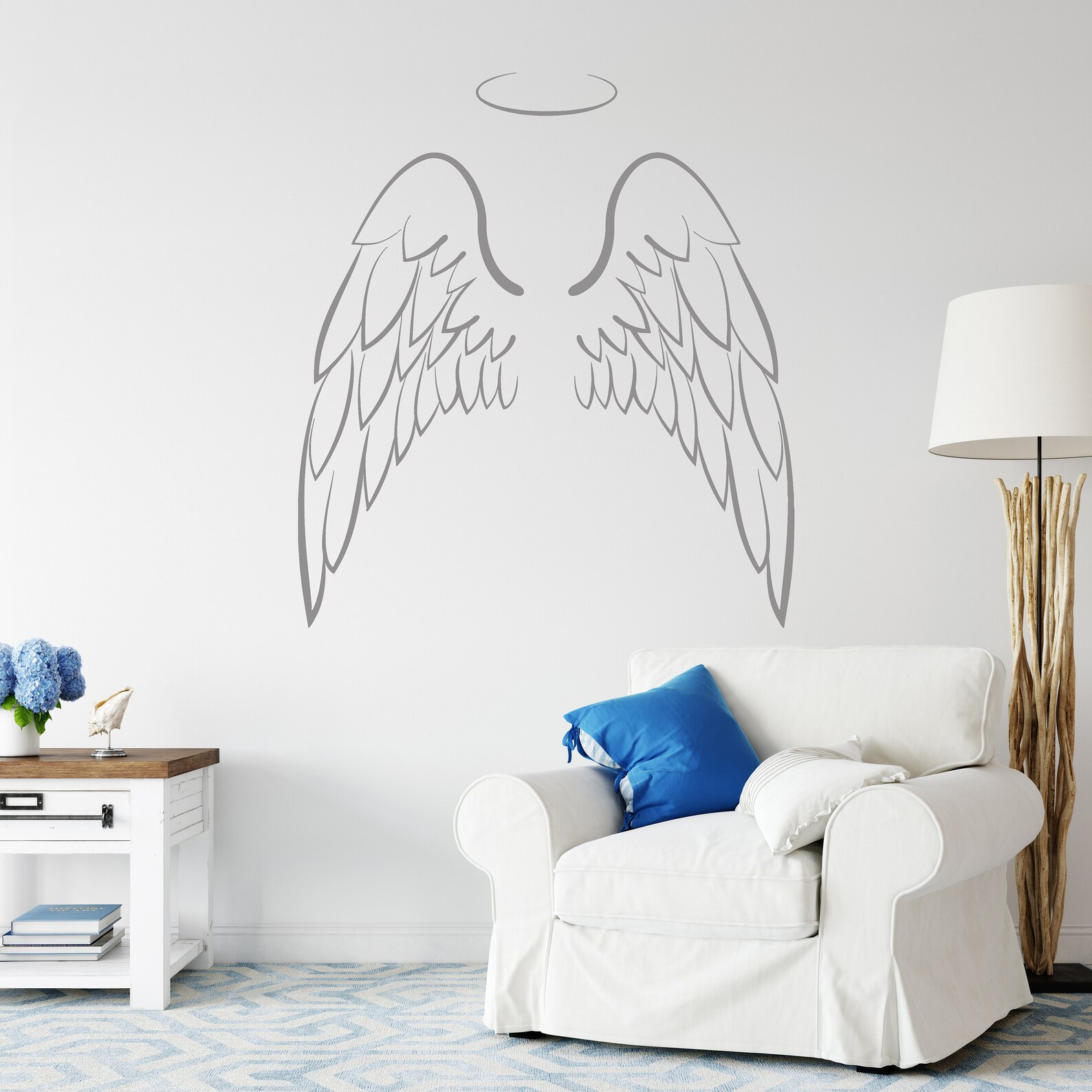 Angel Wings Vinyl Wall Decal Feathers Bedroom Decoration Religious Art ...