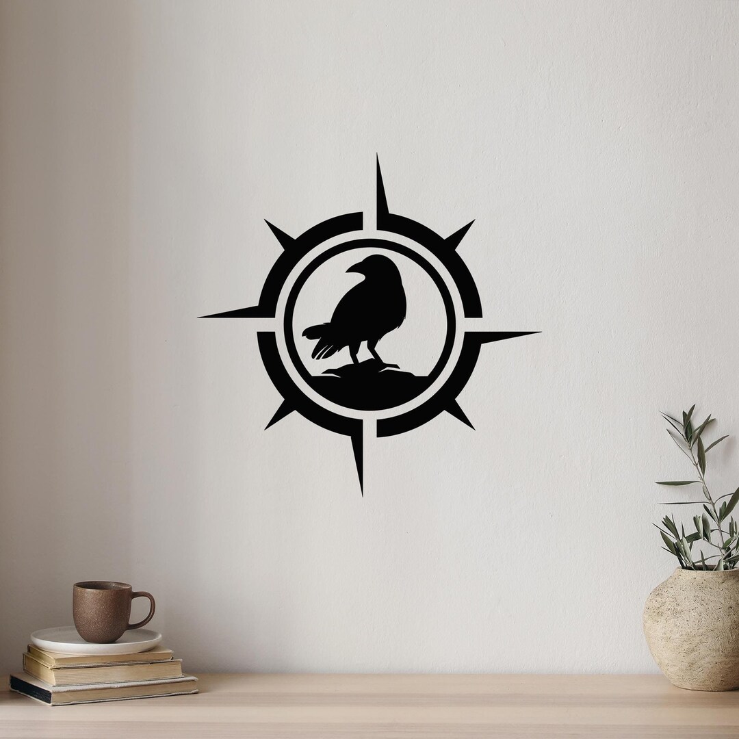 Raven Compass Vinyl Wall Decal: Gothic Halloween Decor (#135dl) - Etsy