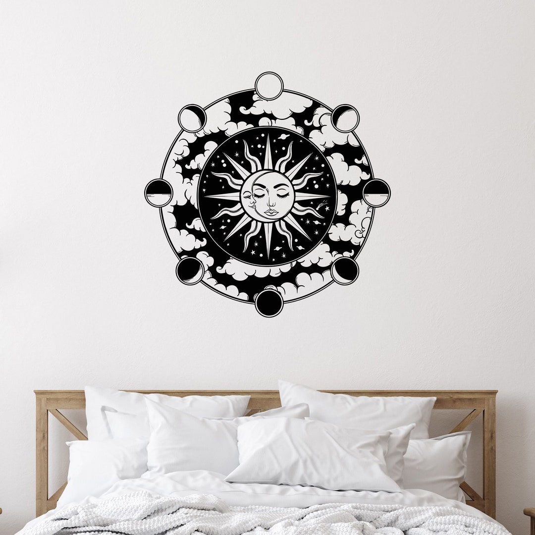 Lunar Solar Calendar Vinyl Wall Decal Sun Moon Ancient Space Sky Day ...