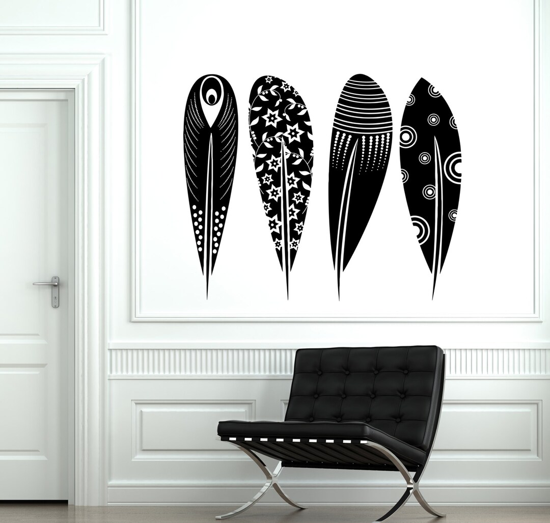 Wall Decal Birds Feather Cool Tribal Ornament Mural Vinyl Decal Sticker ...