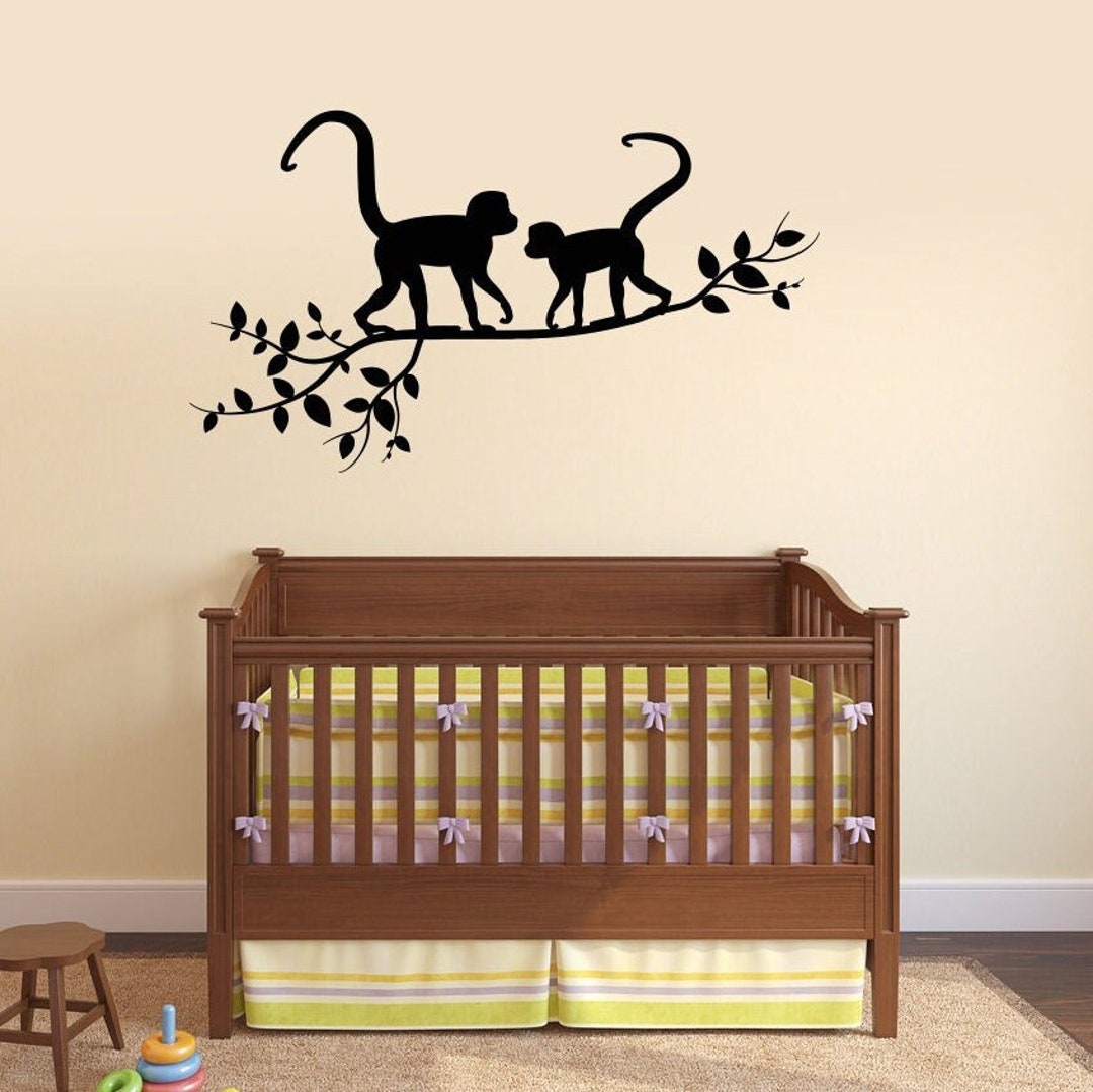 Monkeys Branch Vinyl Wall Decal Tree Nursery Kids Room Decor Jungle ...
