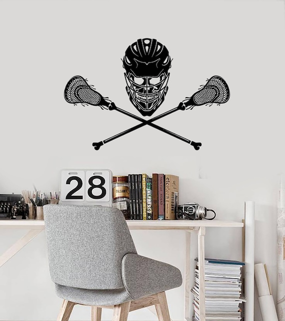 Lacrosse Sticks With Helmet Vinyl Wall Decal Sticker