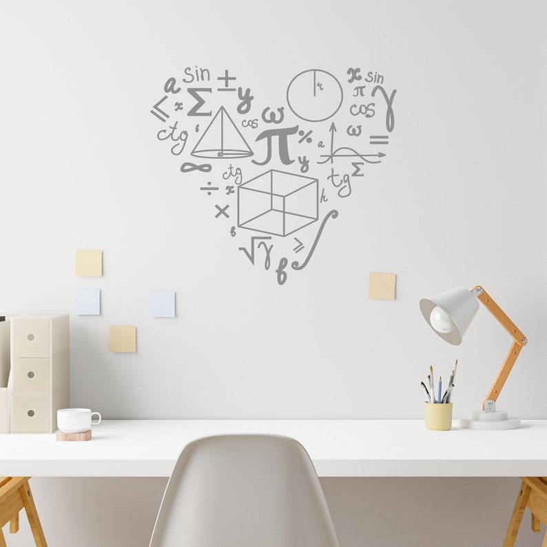 Math Heart Vinyl Wall Decal Mathematics Heart Classroom Mathematical ...