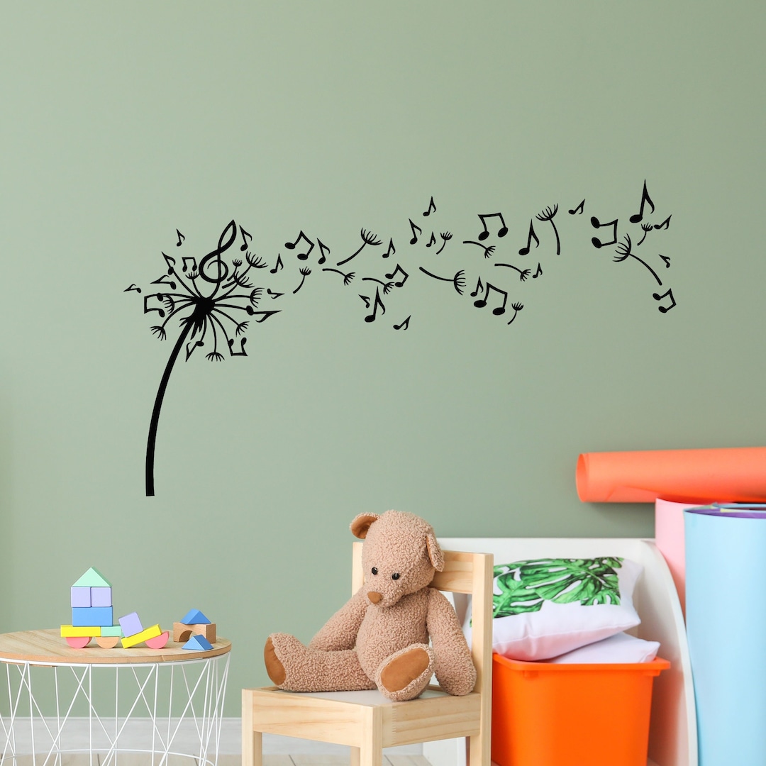 Dandelion Vinyl Wall Decal Flowers Music Notes Floral Patterns Kids ...