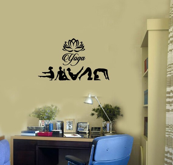 Yoga Poses Vinyl Wall Decal Meditation Women Lotus Room Interior Stickers Mural #2932di
