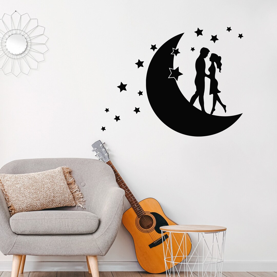 Kisses Vinyl Wall Decal Love Romance Good Night Moon Stars Stickers ...
