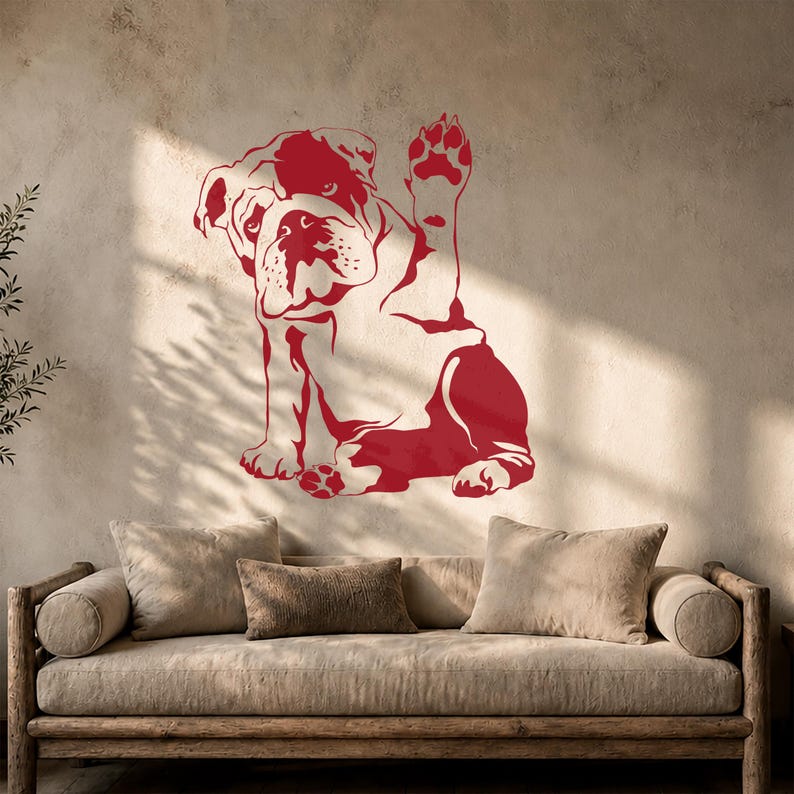 English Bulldog Wall Decal, Dog Art Sticker, Puppy Wall Decor, Bulldog Lover Gift, Pet Dog Room Decor (#3185di) image 2