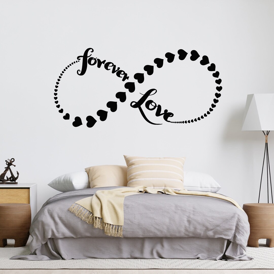 Love Vinyl Wall Decal Forever Heart Infinity Symbol Bedroom Romance ...