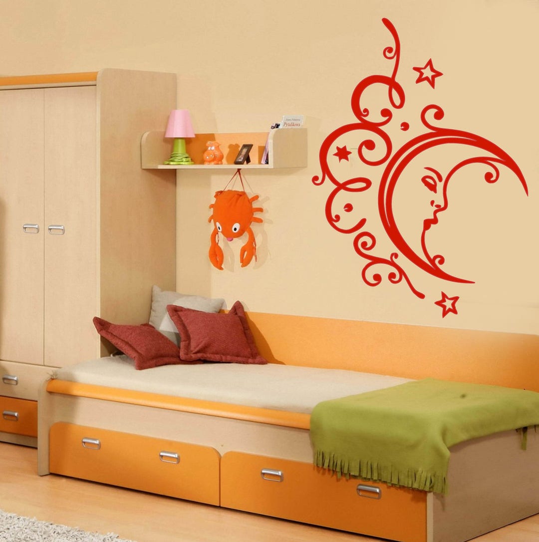 Wall Vinyl Decal Family Sleeping Moon Stars Clouds Relaxation Bedroom ...