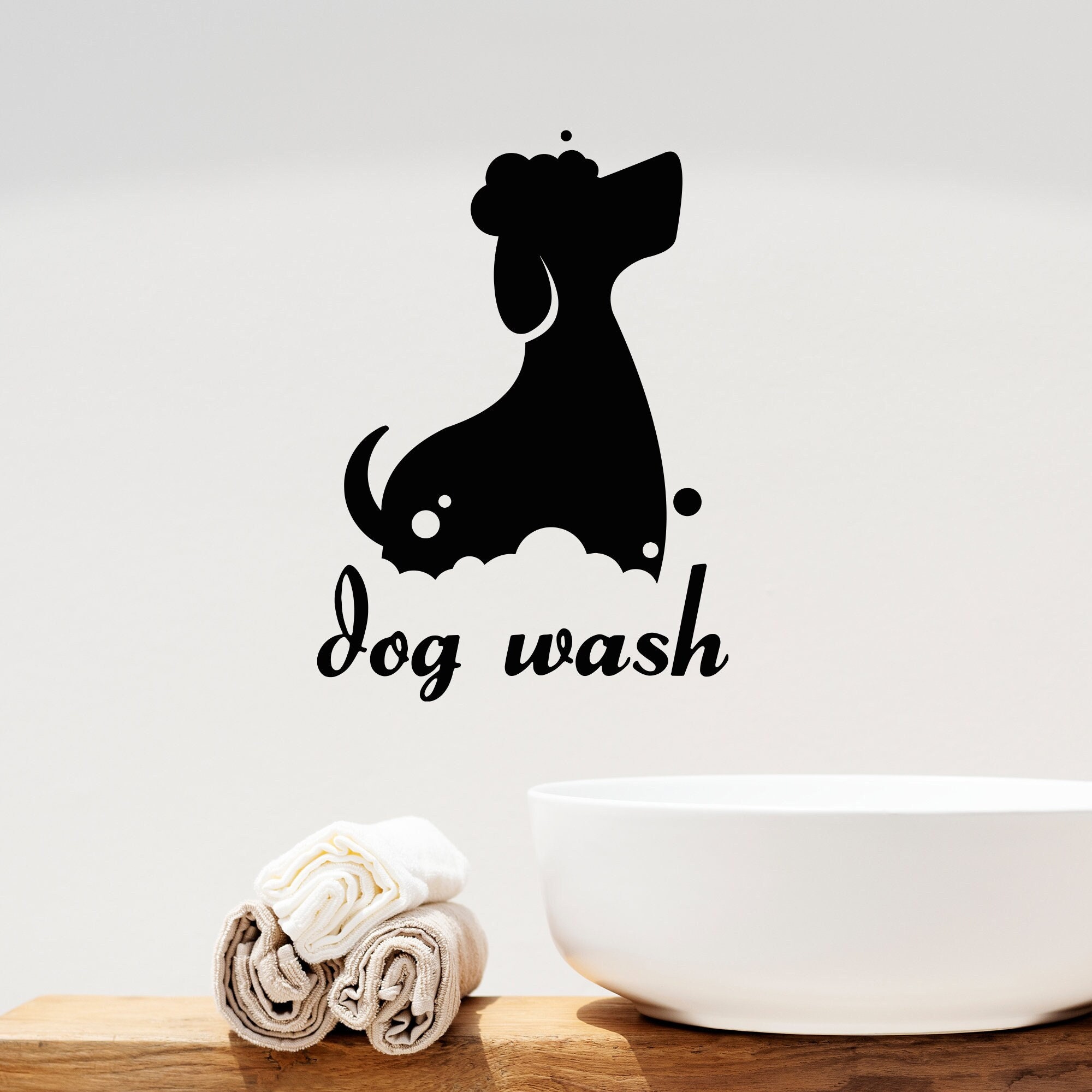 Dog Wash Vinyl Wall Decal Grooming Salon Pet Care Shop Veterinary Clinic Vet Puppy Washing Station Window Decor Art Stickers Mural (3209da)