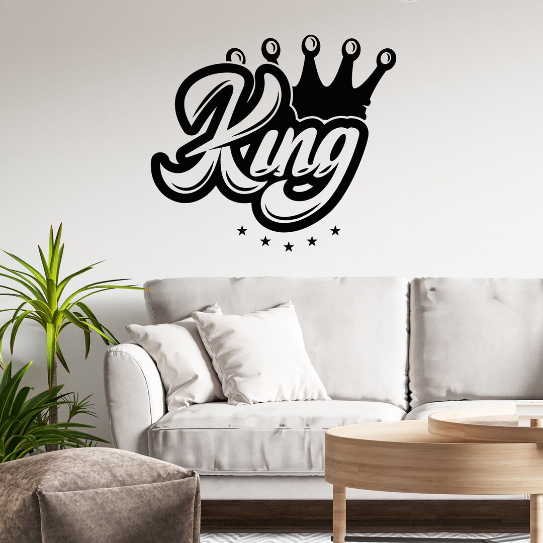 Crown Vinyl Wall Decal King Sign Home Regal Decor for Bedroom Royal ...