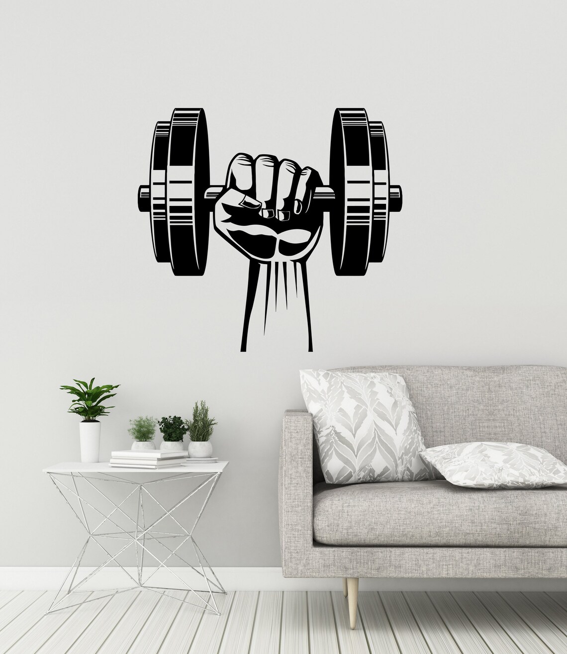 Dumbbell Vinyl Wall Decal Home Gym Fitness Center Bodybuilding Etsy