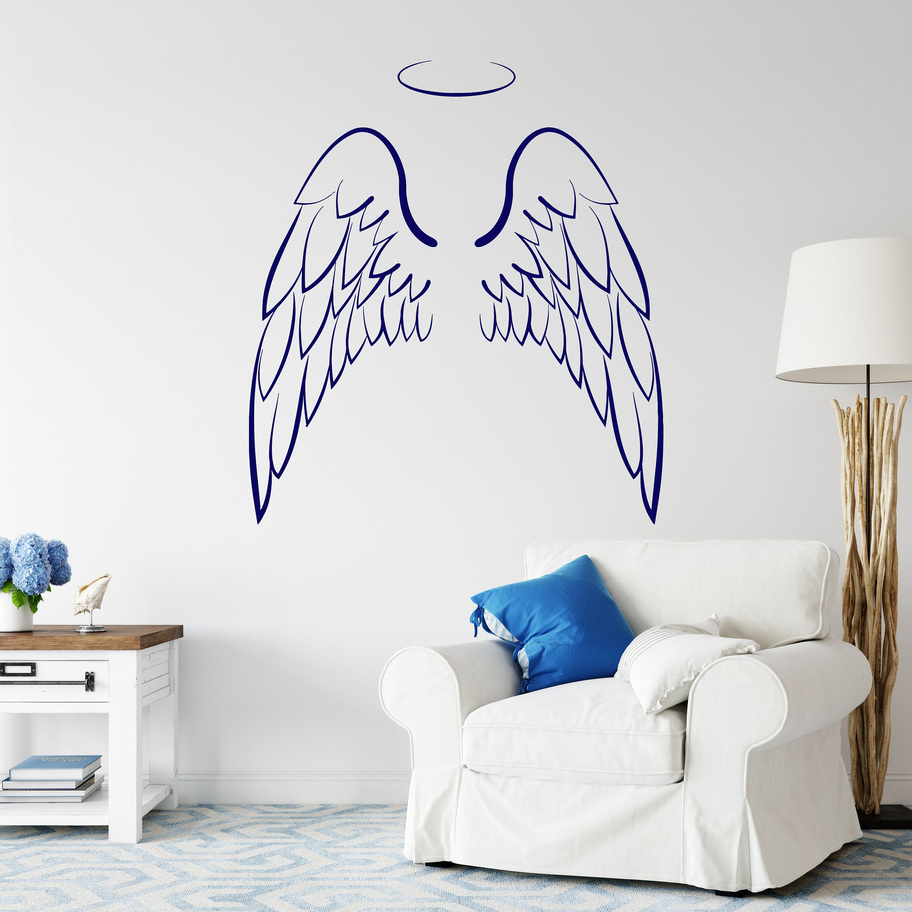 Angel Wings Vinyl Wall Decal Feathers Bedroom Decoration Religious Art ...