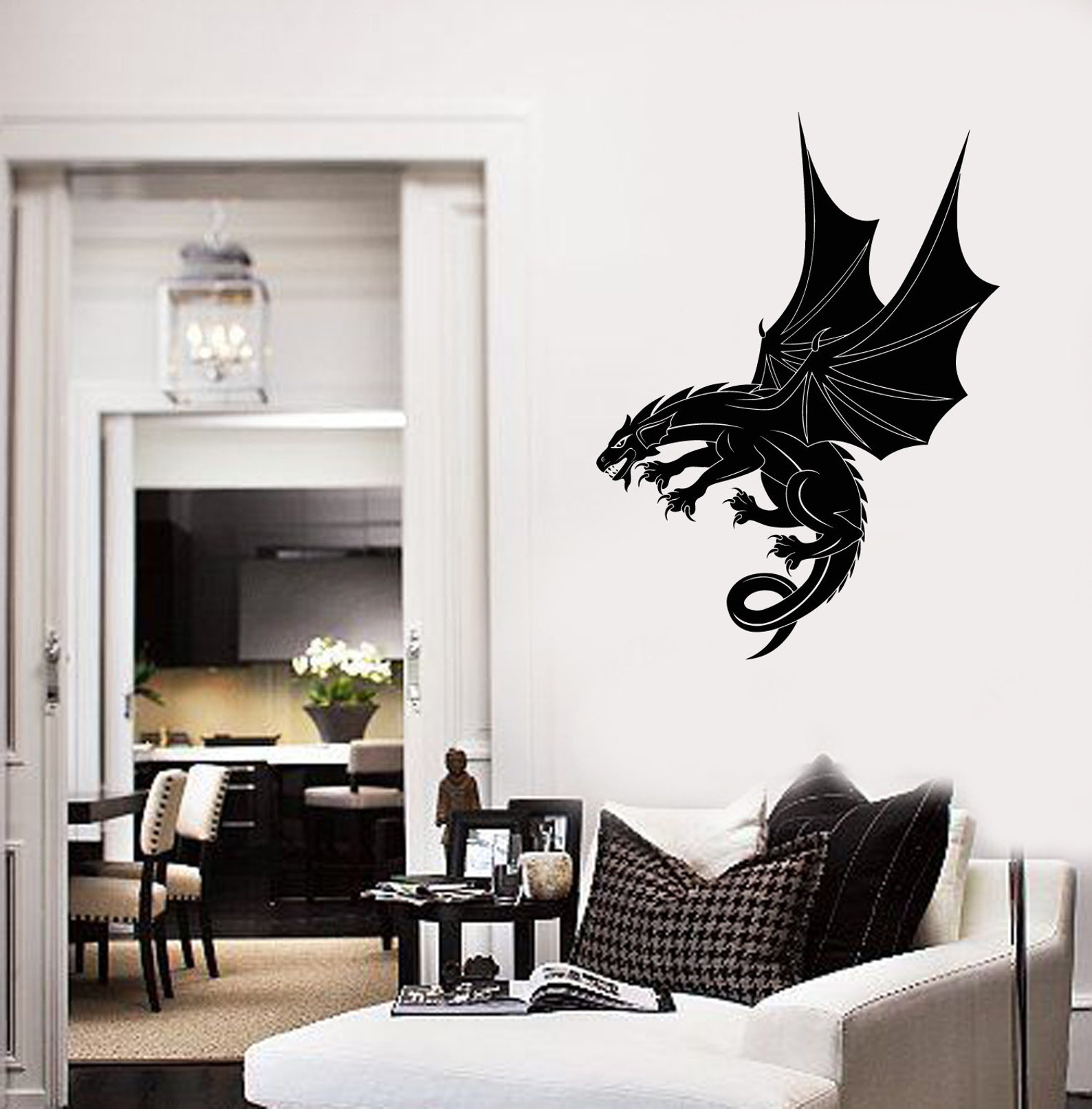 Flying Dragon Vinyl Wall Decal Fantasy Style Kids Room Decor Stickers ...